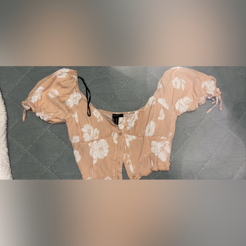 Peach colored floral crop top